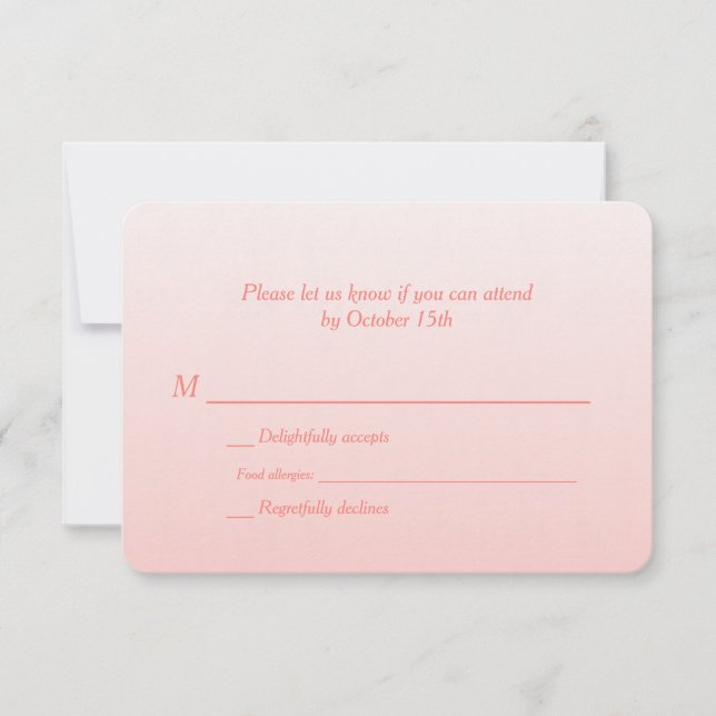 Bilingual Coral Ombre Wedding RSVP (Front)