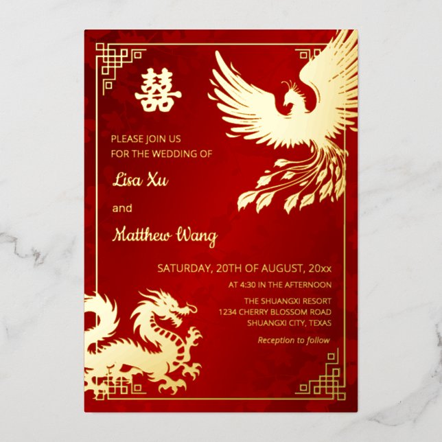 BILINGUAL Dragon And Phoenix  | Chinese Wedding (Front)