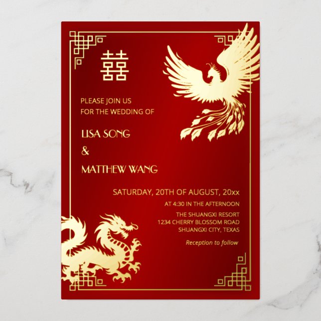 BILINGUAL Dragon And Phoenix  | Chinese Wedding (Front)