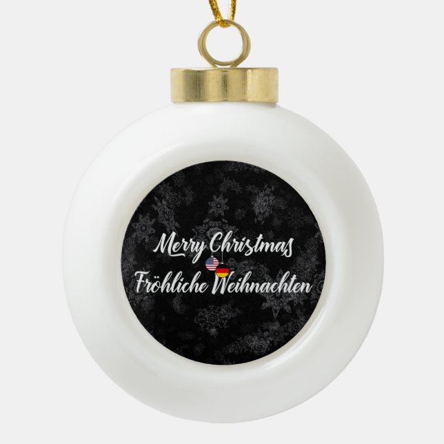 Bilingual German American Holiday Ornament (Front)