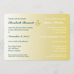 Bilingual Gold Ombre Wedding Invitation