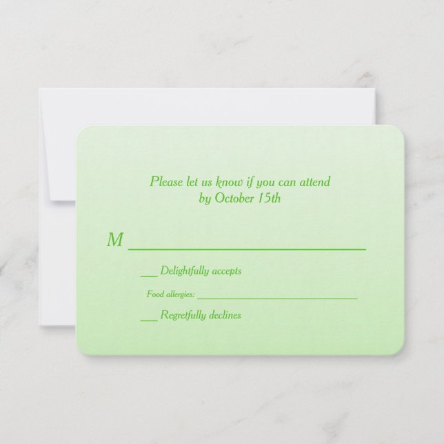 Bilingual Green Ombre Wedding RSVP (Front)