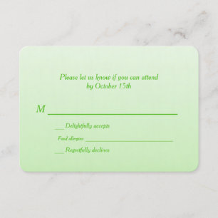 Bilingual Green Ombre Wedding RSVP Card