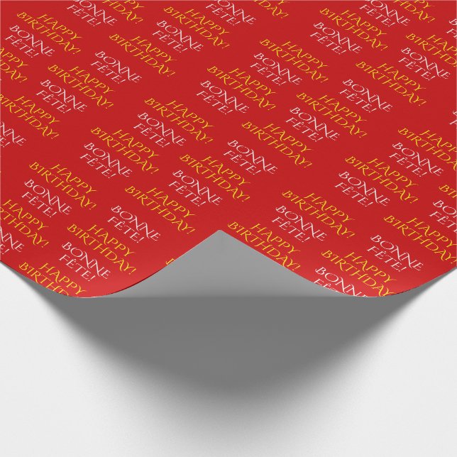 Bilingual "HAPPY BIRTHDAY!" & "BONNE FÊTE!" Wrapping Paper (Corner)