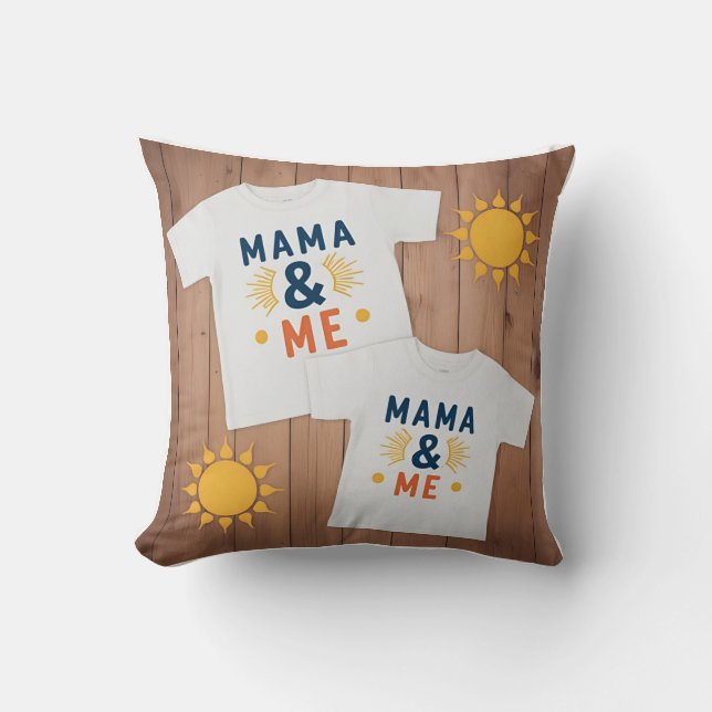 Bilingual Mama & Me: Sun & Moon Throw Pillow (Front)