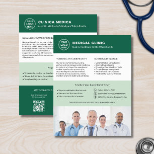 Bilingual Medical Clinic   English Spanish Green Flyer