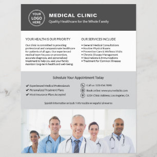 Bilingual Medical Clinic   English Spanish Grey Flyer