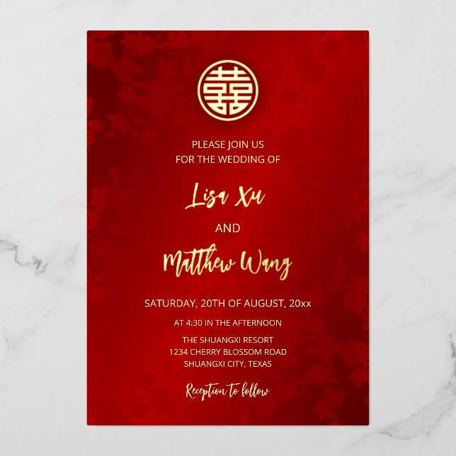BILINGUAL Modern Red Chinese Wedding (Front)
