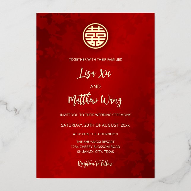 BILINGUAL | Modern Red Chinese Wedding (Front)