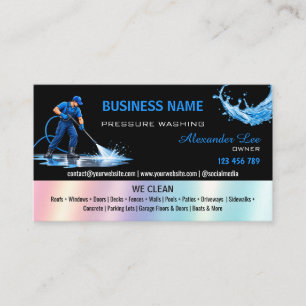 Bilingual Pressure Washing Roof Cleaning Business Card