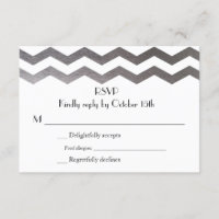 Bilingual Silver Chevron Wedding Invitation RSVP
