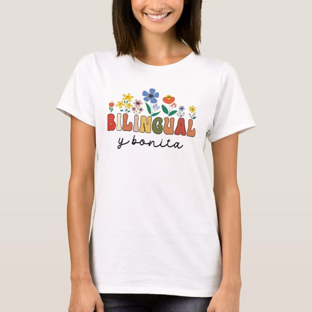 Bilingual Spanish Teacher Dual language Maestra T-Shirt (Front)