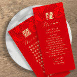 Bilingual Traditional Wedding Menu Chinese English<br><div class="desc">This is the double side Chinese and English Bilingual Wedding Menu. Chinese weddings always have many delicious food,  why not show it off on your wedding menu. Just one menu each table or every other guests would make the table so much elegant.</div>