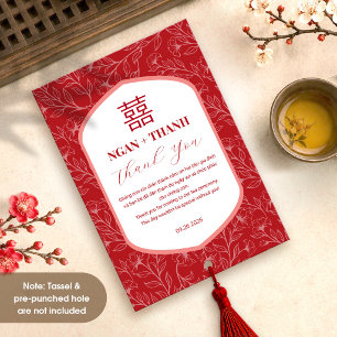 Bilingual Vietnamese Wedding Red Thank You Card