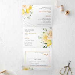 Bilingual Wedding Invitation - Lemon All in One