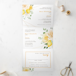 Bilingual Wedding Invitation - Lemon All in One
