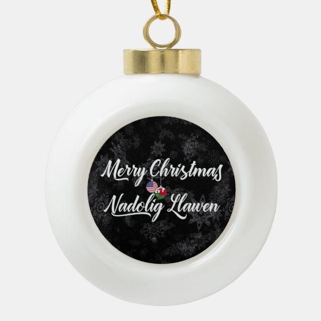 Bilingual Welsh American Holiday Ornament (Front)