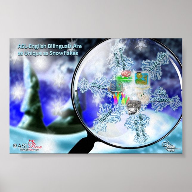 Bilingues anglais-ASL - Poster des flocons de neig (Devant)