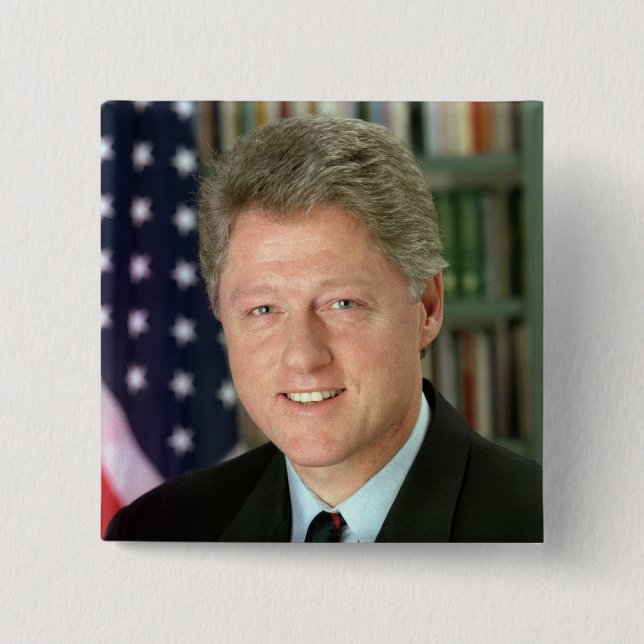 Bill Clinton 2 Inch Square Button (Front)