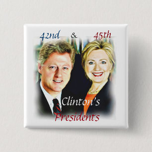 Bill Clinton & Hillary Clinton_ 2 Inch Square Button