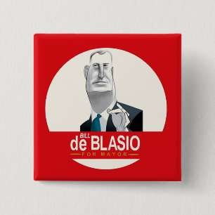 Bill de Blasio NYC Mayor 2013 2 Inch Square Button