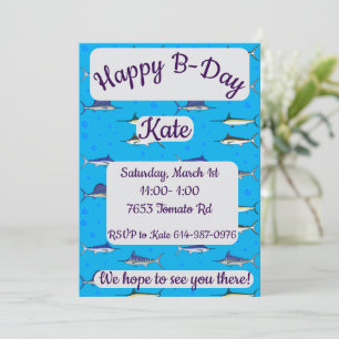 Bill Fish Happy Birthday Invitation
