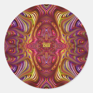 BILL ~ Multicoloured Fractal Design ~  Classic Round Sticker