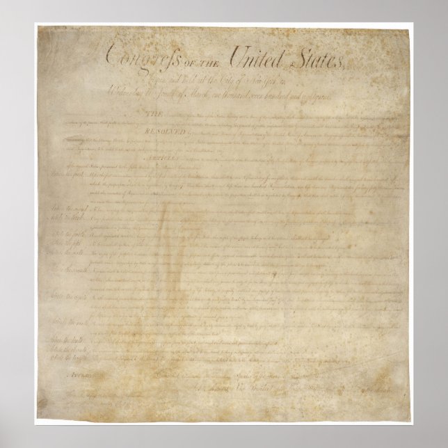 Bill of Rights for the united States Poster (Front)