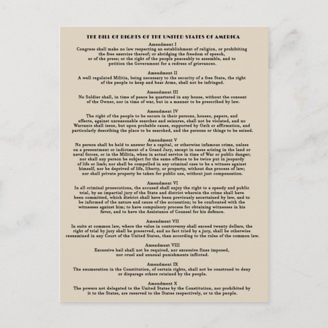 Bill of Rights Postcards (Front)