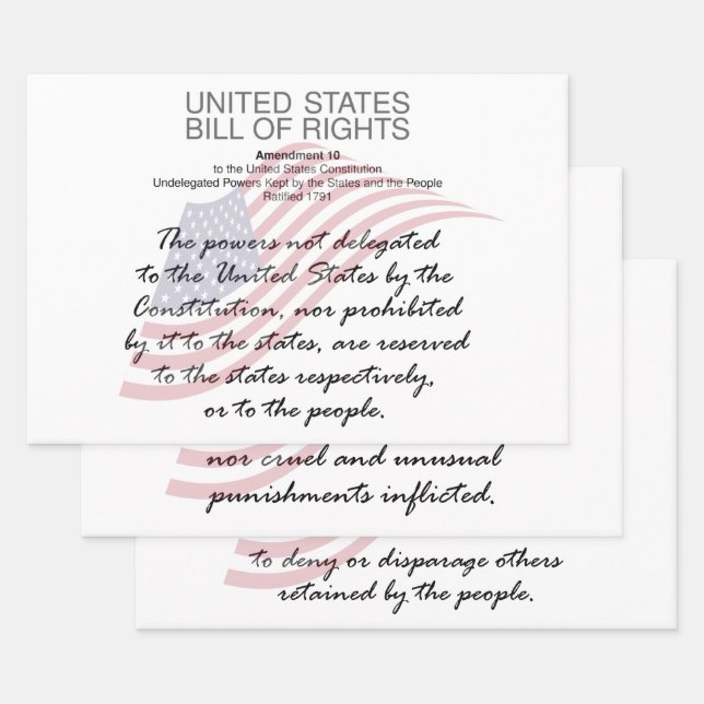 Bill of Rights The Amendments 8th to 10th Wrapping Paper Sheet (Set)