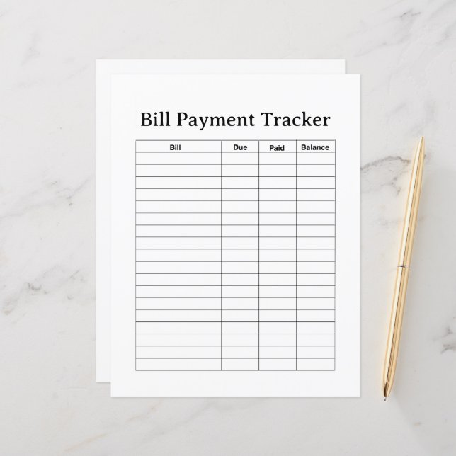 BILL PAYMENT TRACKER FLYER (Devant/Arrière en situation)