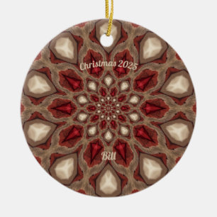 BILL ~ Personalised ~ Red and Tan Christmas 2025 Ceramic Ornament