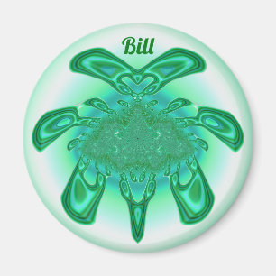BILL ~ Shades of Green, White ~ Stunning Design  Magnet