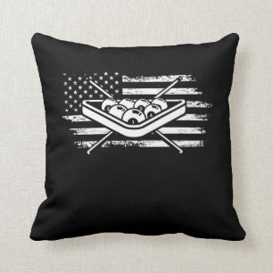 Billard 8 Ball Sport American Flag Throw Pillow