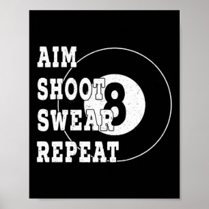 Billard Billiards 8 Eight Ball Retro Snooker Table Poster