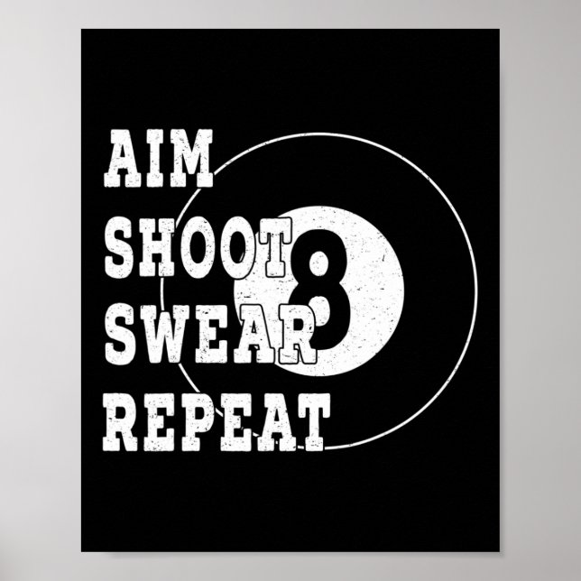 Billard Billiards 8 Eight Ball Retro Snooker Table Poster (Front)