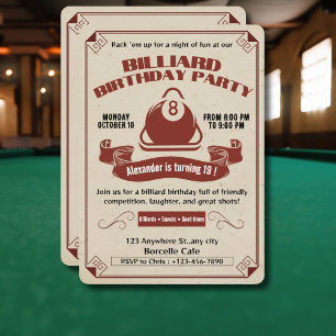 Billard vintage Anniversaire Fête Invitation thème