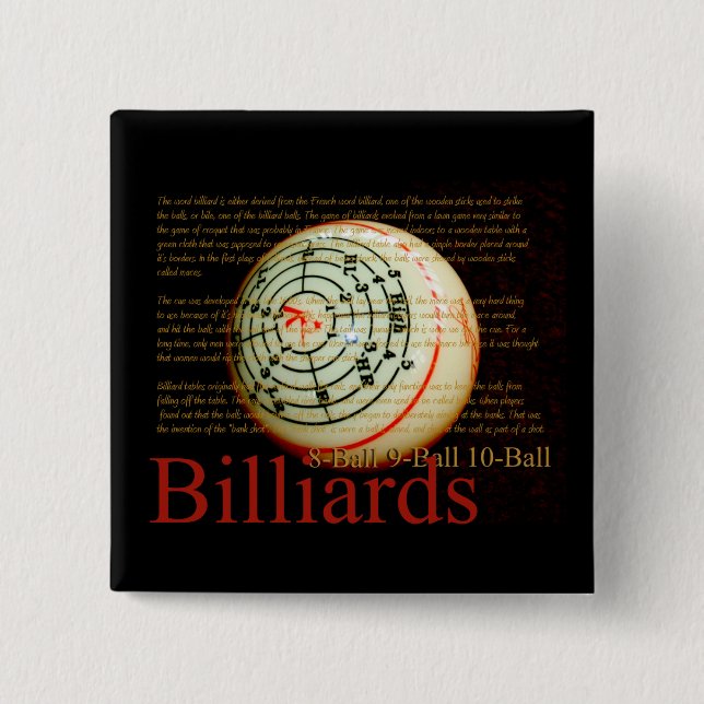Billards 2 Inch Square Button (Front)