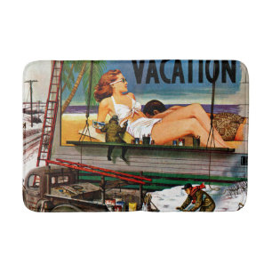 Billboard Painters in Winter by Stevan Dohanos Bath Mat