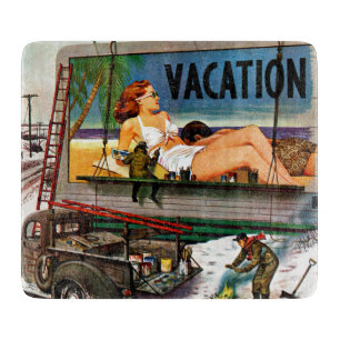 Billboard Painters in Winter by Stevan Dohanos Cutting Board