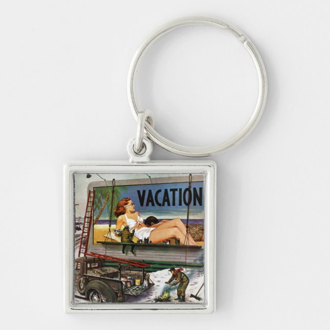 Billboard Painters in Winter by Stevan Dohanos Keychain (Front)