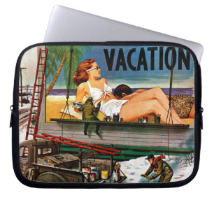 Billboard Painters in Winter by Stevan Dohanos Laptop Sleeve