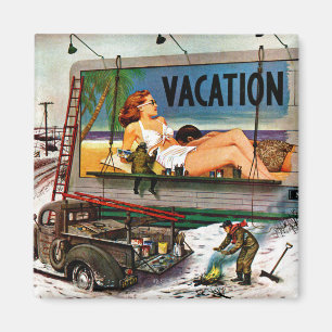 Billboard Painters in Winter by Stevan Dohanos Magnet