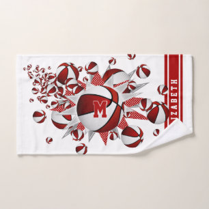 billes de basket blanc rouge étoiles filles monogr