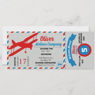 Billet avion Anniversaire Fête Invitation