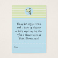 Billet baby shower au carrousel/Dauphin vert/bleu