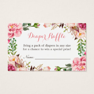 Billet Baby shower Fille Pink Fleur Raffle