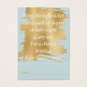 Billet baby shower Raffle/Bleu classique/Or