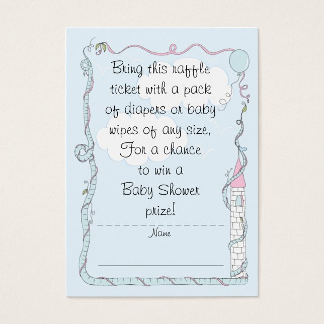 Billet baby shower Raffle/Château rose/bleu (Devant)