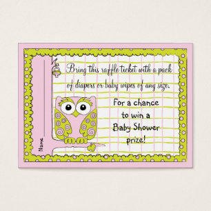 Billet baby shower Raffle/Chouette rose/verte